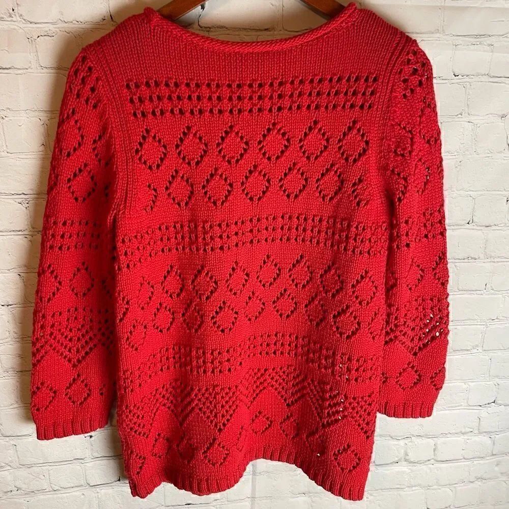 Talbots Pointelle Sweater Red Size Medium - Picture 9 of 9
